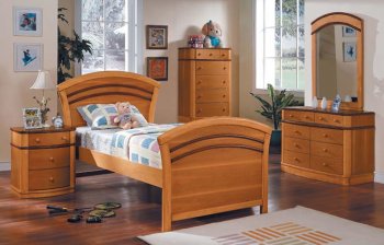 Natural Oak Finish Children's Modern Bedroom Set [AMBS-89-1105T Kids]