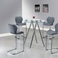 D1503BT Dining 5Pc Set by Global w/Glass Top & Grey Chairs