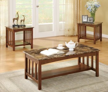 701570 3Pc Coffee Table Set by Coaster w/Marble-Like Top [CRCT-701570]