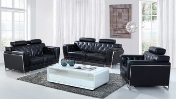 Huron Sofa 3Pc Set in Black Half Leather by VIG [VGS-Huron 2230 Black]