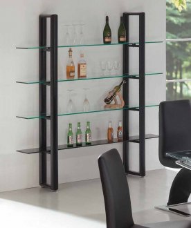 D108 Shelf Unit w/4 Glass Shelves & Black Frame