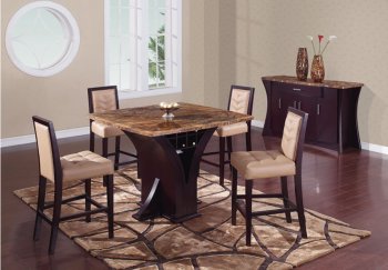 Tan Faux Marble Top Modern Bar Height Dinette Set [GFDS-800BT-800BS]