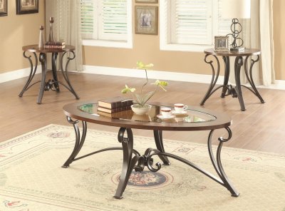701694 Coffee Table 3Pc Set by Coaster w/Glass Top