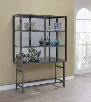 Curio Cabinet 951077 in Brushed Black Nickel by Coaster