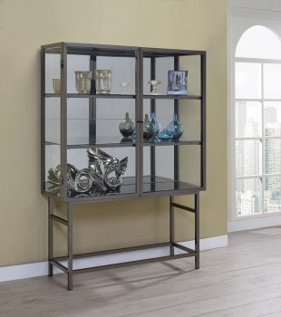 Curio Cabinet 951077 in Brushed Black Nickel by Coaster [CRCU-951077]