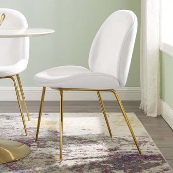 Scoop Dining Chair 3548 Set of 2 in White Velvet by Modway [MWDC-3548 Scoop White]