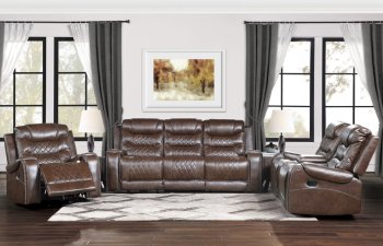 Putnam Recliner Sofa 9405BR in Brown Fabric by Homelegance [HES-9405BR-Putnam]