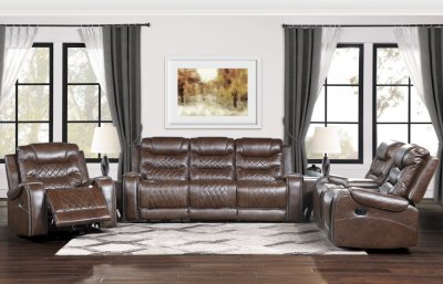 Putnam Recliner Sofa 9405BR in Brown Fabric by Homelegance