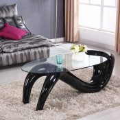 T320 Coffee Table w/Black High Gloss Base & Clear Glass Top