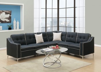 F6887 Sectional Sofa in Black Fabric by Boss [PXSS-F6887]