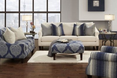 Waller SM8480 Sofa in Ivory Fabric w/Options