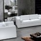 White Leather Modern 3Pc Sofa, Loveseat & Chair Set w/Crystals