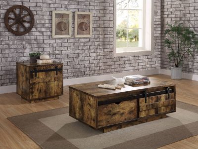 Bellarosa Coffee Table 3PC Set 88040 in Rustic Oak by Acme