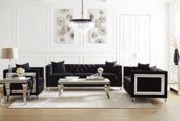 Delilah Sofa 509361 in Black Velvet by Coaster w/Options [CRS-509361 Delilah]