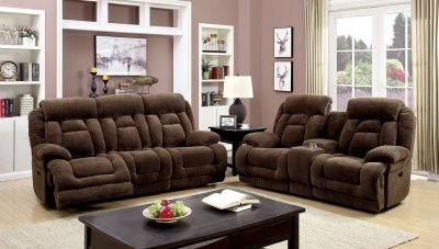 Grenville Power Reclining Sofa CM6010PM in Brown Fabric w/Option