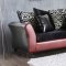 Kaelyn Sofa & Loveseat SM4076 Black/Red Chenille & Leatherette