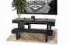 Dark Walnut Moden Dining Table & Two Benches 3Pc Set