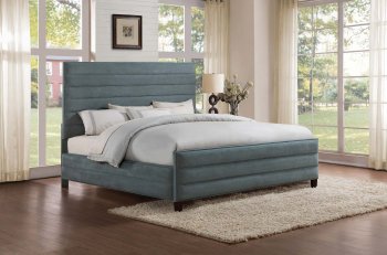 Owena 5858N Upholstered Bed in Grey Velvet Fabric by Homelegance [HEB-5858N Owena]