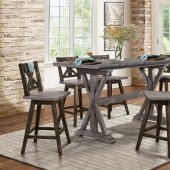 Amsonia 7Pc Counter Ht Dinette Set 5602-36 -Gray & Antique Black