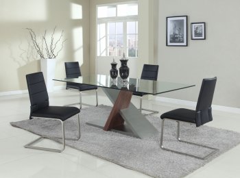 Savannah Dining Table 5Pc Set w/Clear Glass Top by Chintaly [CYDS-Savannah]