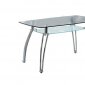 Glass Top & Metal Base Modern Rectangular Dining Table w/Shelf