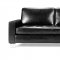 Modern Black Bycast Leather Sectional Sofa W/Button-Tufted Seats