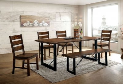 Dulce Dining Table CM3604T in Walnut w/Live Edge & Options