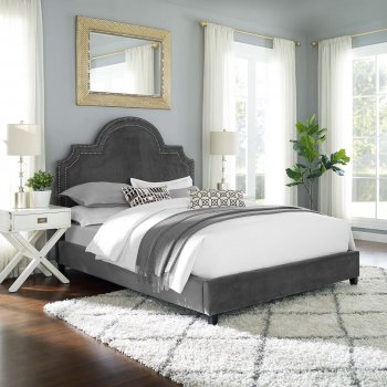 Primrose Upholstered Platform Queen Bed in Gray Velvet by Modway [MWB-MOD-5812-GRY Primrose]