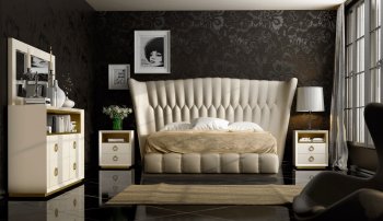 Velvet Bedroom by ESF w/ Sand Eco-Leather Bed & Options [EFBS-Velvet Sand]