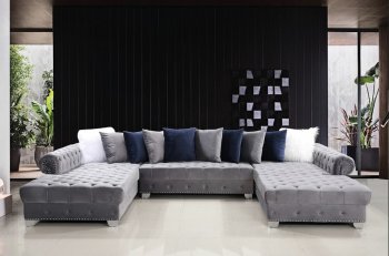 LCL-003U Sectional Sofa in Gray Velvet [BDSS-LCL-003U Gray]