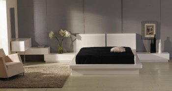 White Gloss Finish Modern Bedroom Set [VGBS-Prestige]