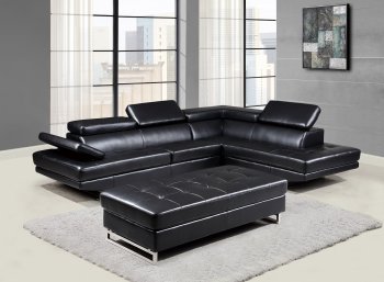 U8138 Sectional Sofa Black Bonded Leather by Global w/Options [GFSS-U8138-BL]