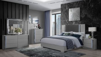 Ylime Bedroom Set 5Pc in Smooth Silver by Global w/Options [GFBS-Ylime Smooth Silver]