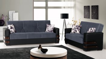 Safir Sofa Bed in Grey Microfiber by Rain w/Optional Items [RNSB-Safir Grey]