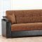 Brown Fabric & Black Vinyl Modern Sofa Bed w/Options