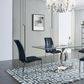 151 Dining Table by ESF w/Glass Top & Optional 365 Black Chairs