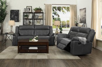 Keridge Recliner Sofa 9906GRY in Gray AirHyde by Homelegance [HES-9906GRY-Keridge]