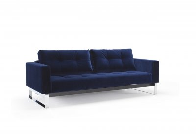 Cassius Vintage Sofa Bed in Dark Blue by Innovation, Chrome Legs