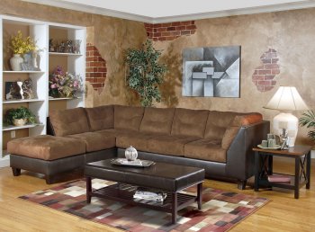 Two-Toned Mocha Modern Sectional Sofa W/Tufted Seats & Backs [HLSS-U280]