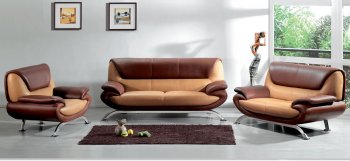 Brown and Tan Two-Tone Leather 7040 Sofa w/Options [AES-7040 LBR]