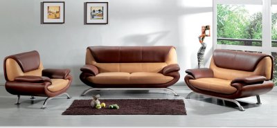 Brown and Tan Two-Tone Leather 7040 Sofa w/Options