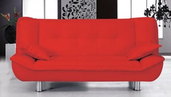 Red Faux Leather Contemporary Sofa Bed [AESB-005 Red]