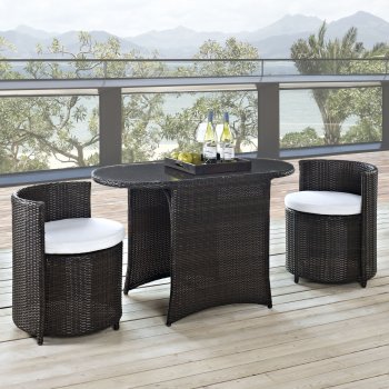 Katonti 3Pc Outdoor Patio Dining Set in Brown/White by Modway [MWOUT-EEI-1060-Katonti]