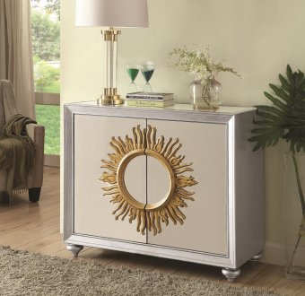 950709 Mirrored Doors Cabinet in Silver Tone by Coaster