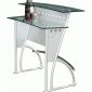 Silver Tone Metal Modern Bar Unit w/Two Glass Shelves