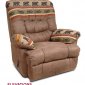 Light Brown Fabric Modern Recliner w/Multi-Tone Accents