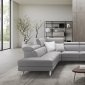 Denver Sectional Sofa in Fume Leather by ESF w/Recliner