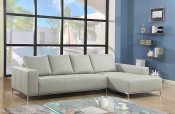 Linea Sectional Sofa in White Leather by Whiteline [WLSS-Linea White]