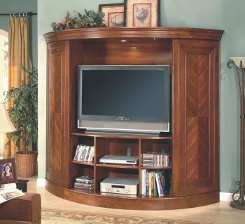 Cherry Entertainment Wall Unit W/Sliding Doors & Lighted Piers [CRTV-382-700252]