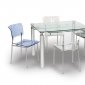 Clear Glass Top Modern Dinette Table w/Brushed Aluminum Legs